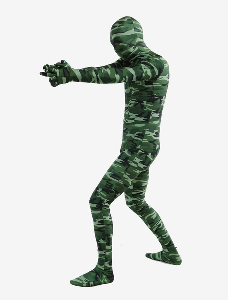 Image of Carnevale Scuro verde mimetico Lycra Spandex Full Body Suit Zentai Halloween
