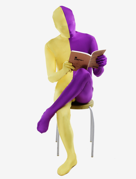 Image of Carnevale Viola giallo Lycra Spandex Full Body Suit Zentai Halloween