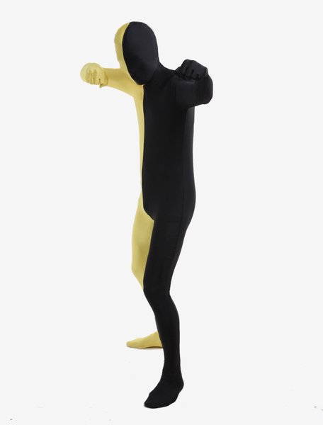 Image of Carnevale Nero giallo Lycra Spandex Full Body Suit Zentai Halloween