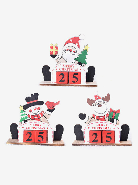 Image of Decorazioni natalizie fai-da-te in legno dipinte con calendario creativo assemblato regali di assemblaggio