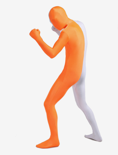 Image of Carnevale Bianco arancio Lycra Spandex Full Body Suit Zentai Halloween