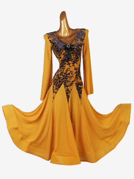 Image of Lycra Spandex abito di ballo di usura di sala da ballo Costumi di Orange Women