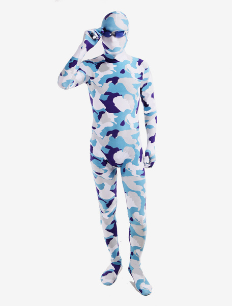 Image of Blu bianco mimetico Lycra Spandex Full Body Suit Zentai Carnevale