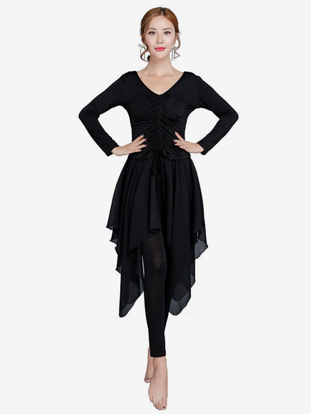 robe de bal entraîner pour femme en lycra elasthanne noire unicolore jupe-short déguisements halloween