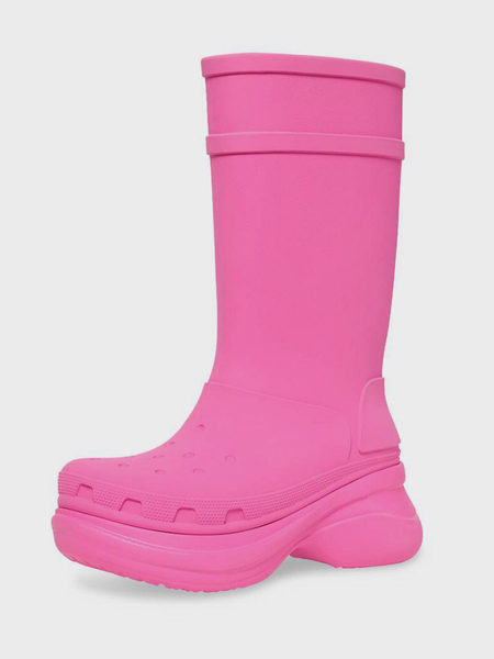 Image of Stivali da pioggia rosa Stivali impermeabili con punta tonda e piattaforma