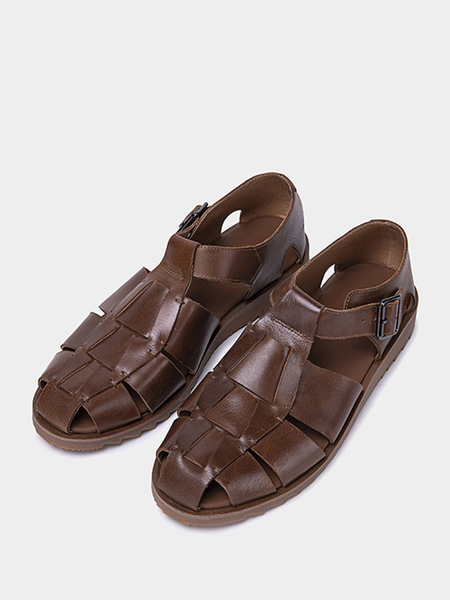 sandales chaussures hommes en cuir pu avec semelle en caoutchouc
