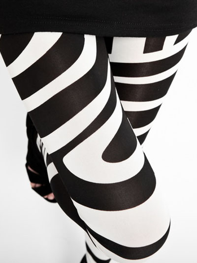 Schicke Leggings aus Polyester mit Zebra-Streifen in Weiß und Schwarz от Milanoo WW