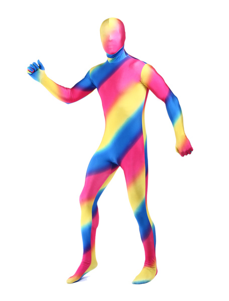 Image of Carnevale Multi Color Stripe Unisex Lycra Spandex Zentai Multicolor tute Halloween