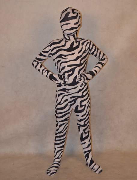 Image of Halloween Multi Color Unisex Zebra Print Lycra Spandex Special Lycra Kid‘s Zentai Halloween
