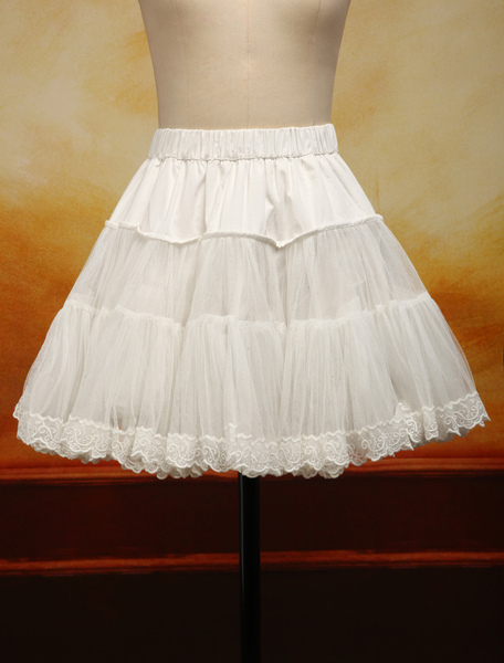 Milanoo White Organza Lolita Petticoat Embroidery Trim