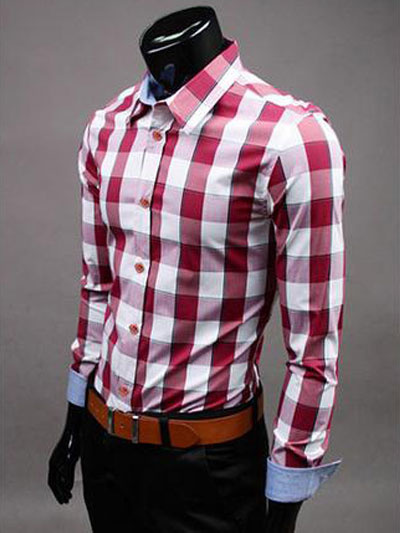 Beliebtes Hemd aus Baumwolle in Rot mit Karo-Muster in Slim Fit от Milanoo WW