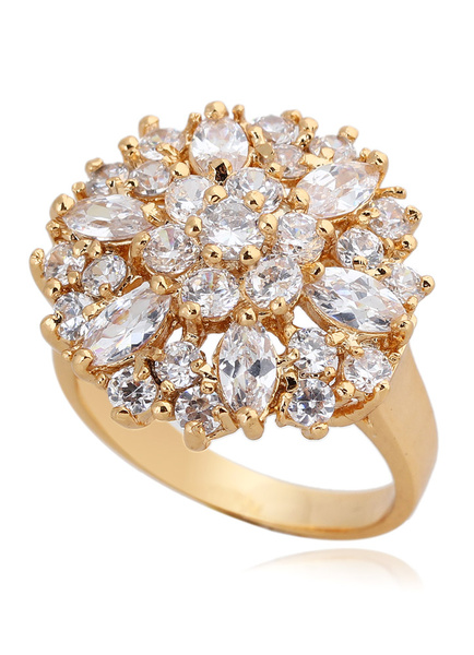 Glamouröse Gold Bronze Flower Glas Runde brillanten Fashion Ring от Milanoo WW