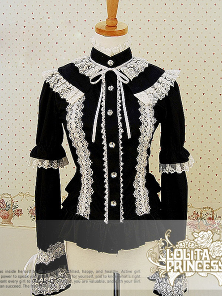 Milanoo Gothic Buttons Lace Pure Cotton Lolita Dress
