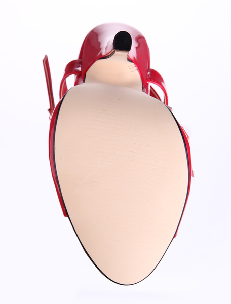 Milanoo Red Patent Upper Peep Toe Sexy Sandals Stripper Shoes от Milanoo WW