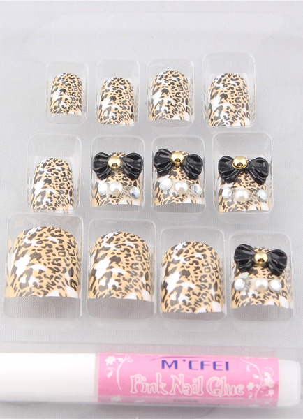 

Multi Color Bow Leopard Print 12-Piece Resin Fashion Acrylic Nails And Tips