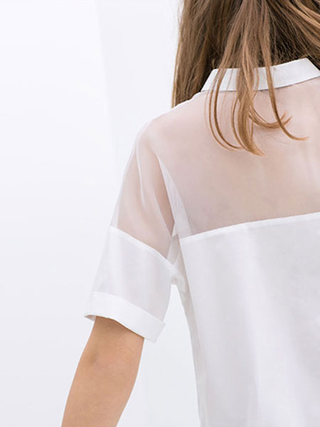 Damen Shirt in Weiß aus Polyester mit transparenten Details от Milanoo WW