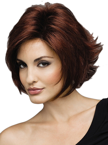 Image of Mahogany Heat-resistant Fiber Side Parting Chic Womens Short Wig