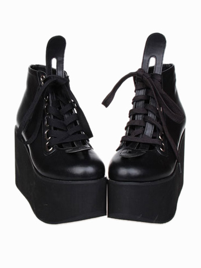Image of Beautiful Street Wear Black PU Leather Platform Lolita Shoes