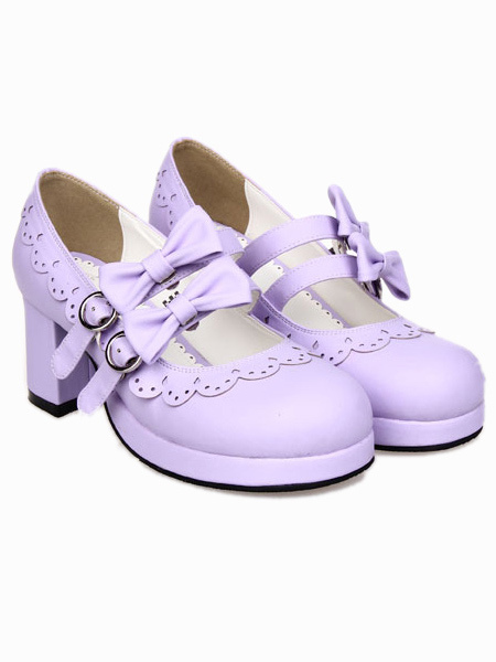 Image of Lovely Street Wear Lilac PU Leather Platform Lolita Shoes
