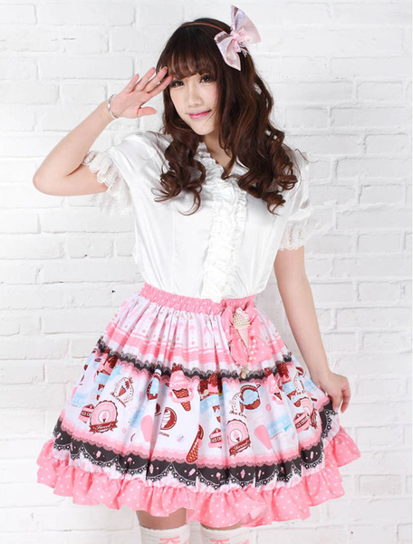 milanoo.com Sweet Lolita Skirt Strawberry Ice Cream SK Lolita Skirt