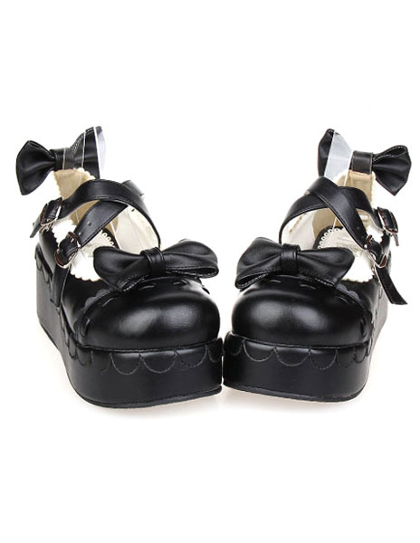 milanoo.com Bows Decor Platform Lolita Shoes