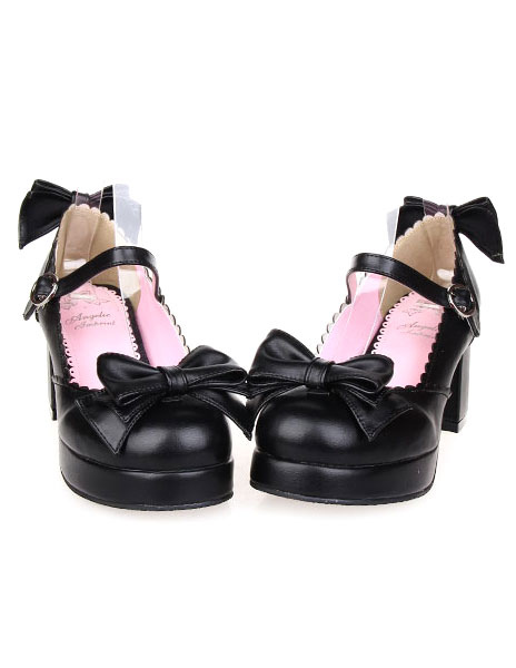 Image of Lolita scarpe nero con fiocco