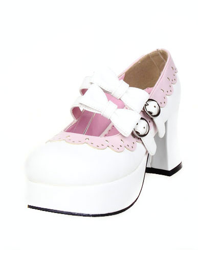 Milanoo White Buckled Lolita Shoes