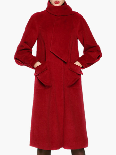 Milanoo  Long Sleeve Wool Blend Coat With Multi-Way Collar