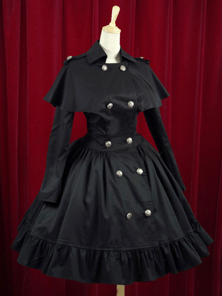 Milanoo Wasp-waisted Elegant Cotton Buttons Lolita Dress