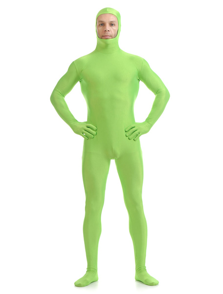 Milanoo Morph Suit St Patricks Day Costume Green Zentai Suit Lycra Spandex Jumpsuit With Face Opened