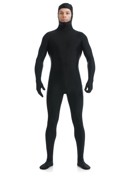 Image of Carnevale Morph Suit Classic Black Zentai Suit Halloween Lycra Spandex Body con costume aperto costume Morphsuits Halloween