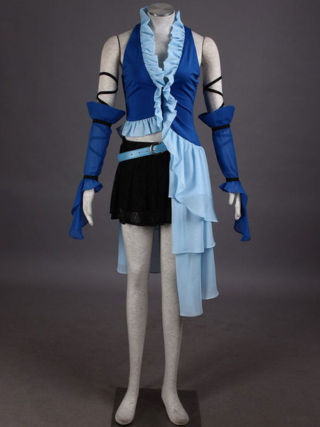 Image of Final Fantasy Ruffles Mesh PU Cosplay Costume Halloween