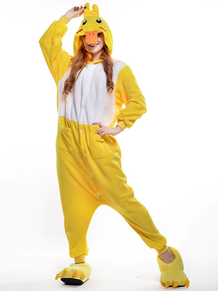 Image of Kigurumi Pajama Duck Onesie Yellow Synthetic Mascot Costume Halloween