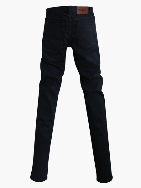 Schwarze Ketten Detail Baumwoll-Skinny-Jeans für Männer от Milanoo WW