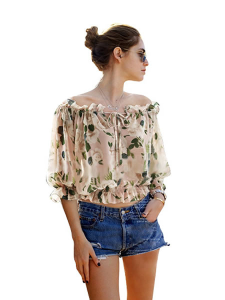 Image of Multicolor Floral Chiffon Blouse For Women