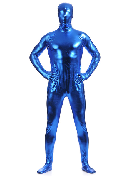 Image of Carnevale Royal Blue Zentai metallici lucidi per gli uomini Halloween