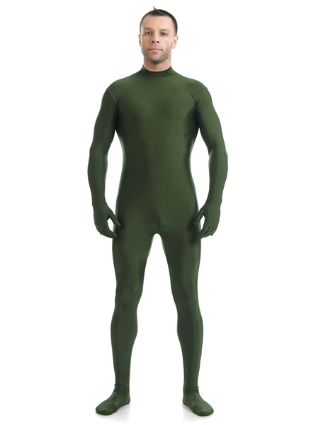 Milanoo Dark Green Morph Suit Adults Bodysuit Lycra Spandex Catsuit