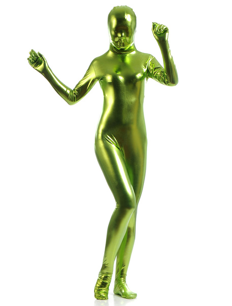 Image of Carnevale Verde lucido metallico Cosplay Costumi Zentai per le donne Halloween
