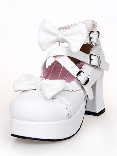 Milanoo White Bows Lolita Shoes for Women