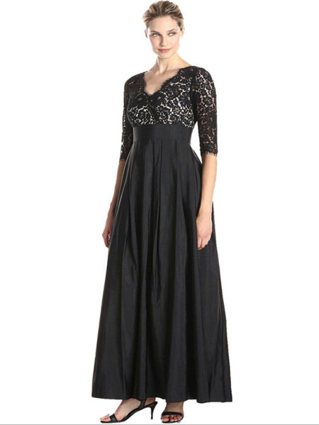 Plus Größe Kleid schwarzer Print Spitze Chic Maxi Kleid für Frauen от Milanoo WW