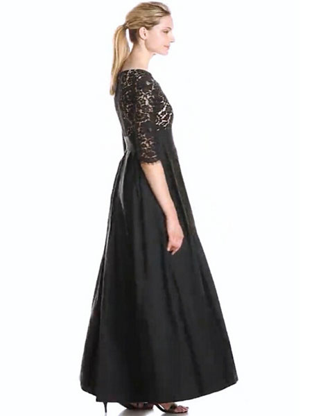 Plus Größe Kleid schwarzer Print Spitze Chic Maxi Kleid für Frauen от Milanoo WW