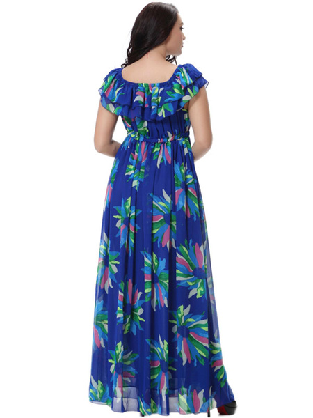 Plus Größe Kleid Print Chiffon Chic Maxi Kleid für Frauen от Milanoo WW