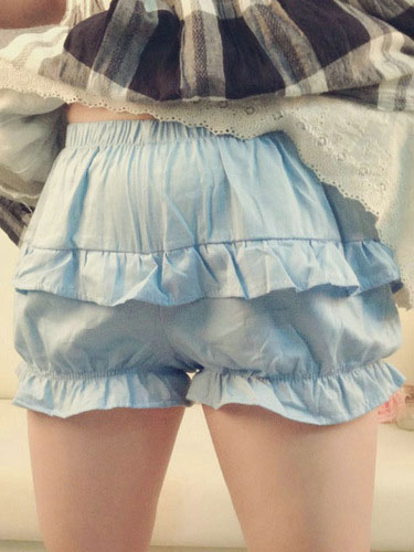 Image of Luce blu Lolita Bloomers Ruffles Lolita Shorts di cotone per le donne