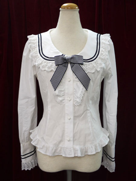 Image of Camicetta di cotone bianco Lolita Ruffles senza arco