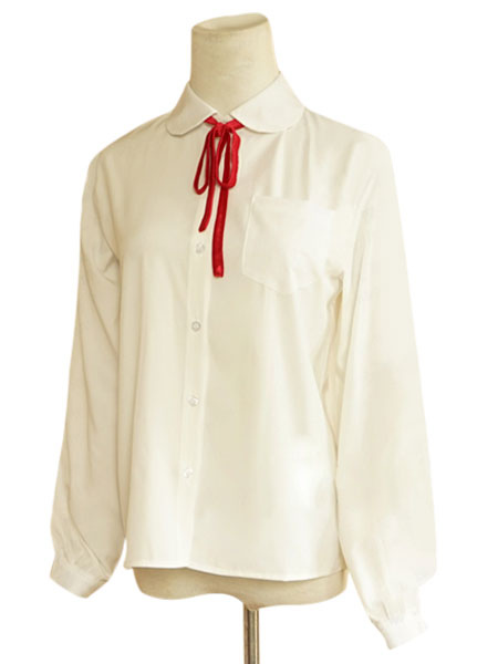 Image of STRINGATE bianche di cotone Lolita camicetta per le donne