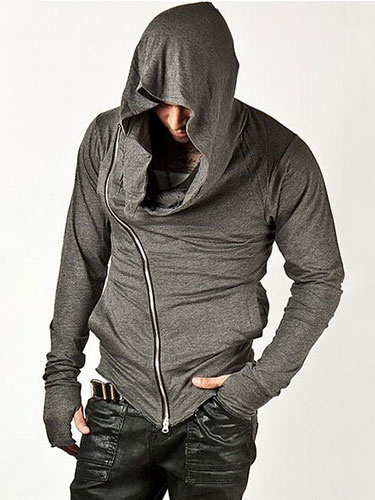 Image of Full Zip Hoodie Gray Zipper Cotton Shaping Hoodie Men Sweatshirt