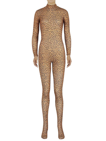 Milanoo Leopard Print Morph Suit Adults Bodysuit Lycra Spandex Catsuit for Women
