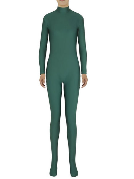 Image of Morph Suit Halloween Basil Green Zentai Slim Fit Spandex Jumpsuit for Women Halloween