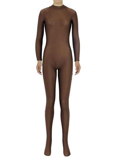 Milanoo Coffee Brown Morph Suit Adults Bodysuit Lycra Spandex Catsuit for Women