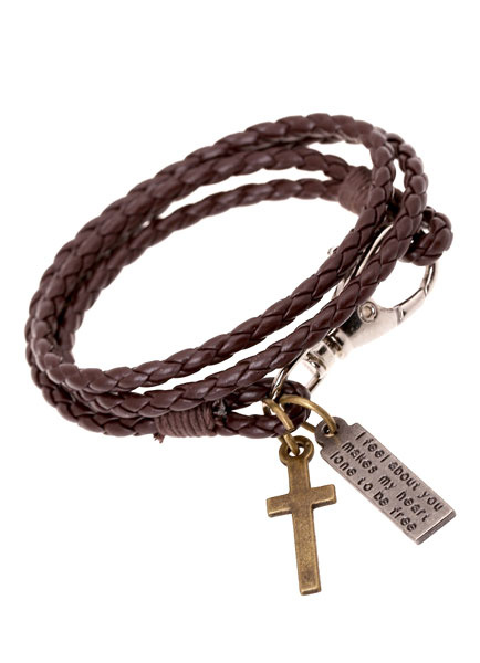 Braunes Armband Kreuz Metall Armband für Männer от Milanoo WW
